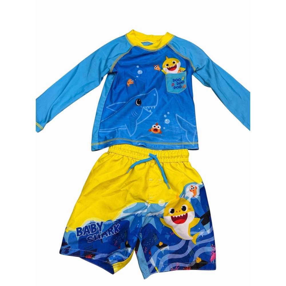 Nickelodeon Baby shark 2 Piece Set Shorts Rash Guard Swim Size 2T boys